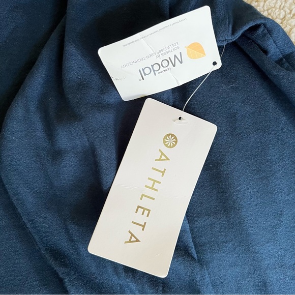 Athleta cut out neck pullover long sleeve top modal NWT L dark blue - Picture 7 of 9